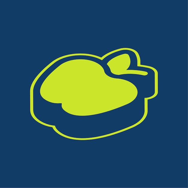 Icono de manzana de frutas vectorial retroisométrico verde con fondo editable