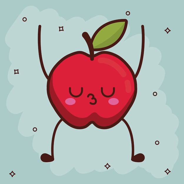 icono de manzana kawaii