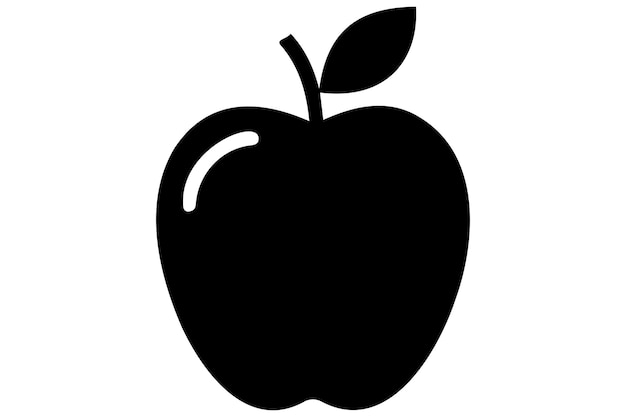 Icono de manzana negra sobre un fondo blanco