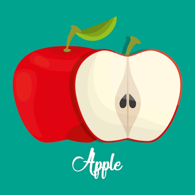 Icono de manzana sobre fondo turquesa