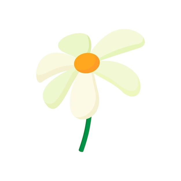 Icono de manzanilla en estilo de dibujos animados sobre un fondo blanco
