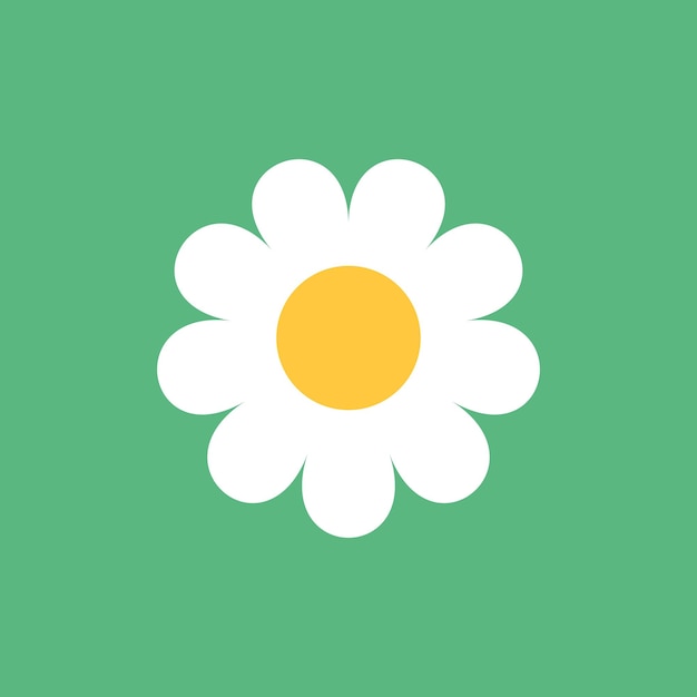 Icono de manzanilla de margarita en estilo plano Ilustración vectorial de flores en fondo aislado Concepto de negocio de letrero floral