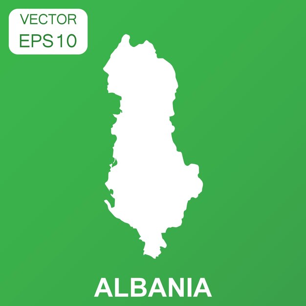 Icono del mapa de Albania Concepto de negocio Albania Pictograma Ilustración vectorial sobre fondo verde