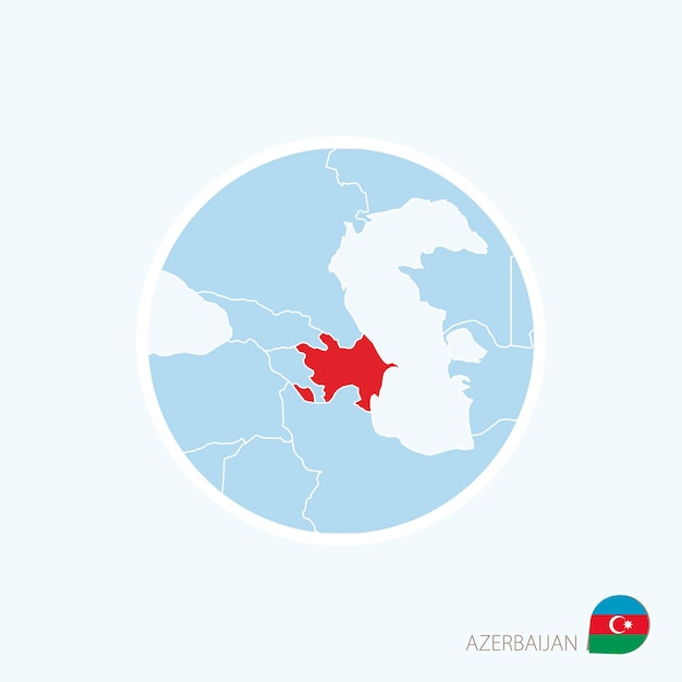 Icono de mapa de Azerbaiyán Mapa azul de Europa con Azerbaiyán resaltado en color rojo