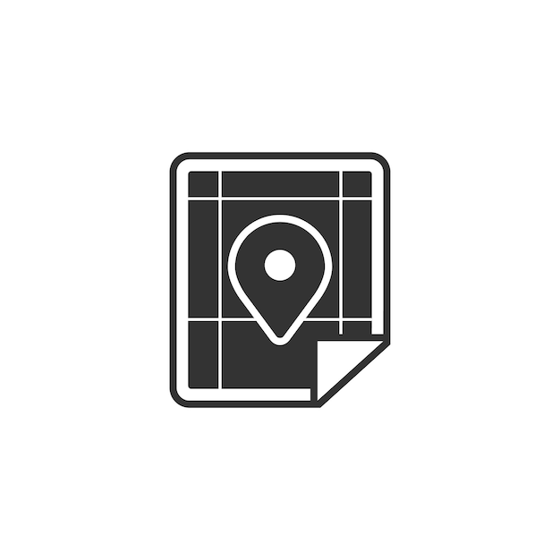 Vector icono de mapa en blanco y negro