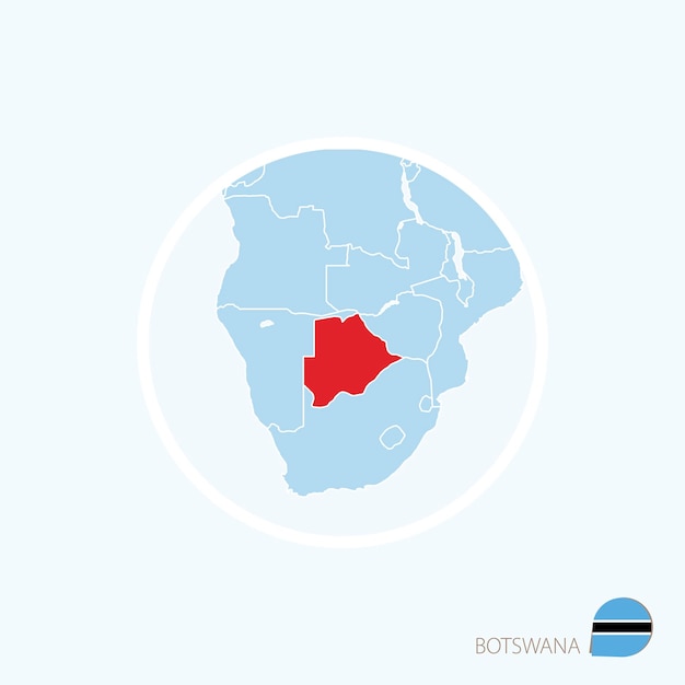 Icono de mapa de botswana mapa azul de áfrica con botswana resaltado en color rojo