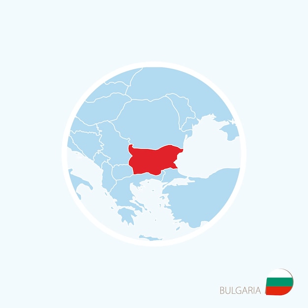 Icono de mapa de Bulgaria Mapa azul de Europa con Bulgaria resaltada en color rojo