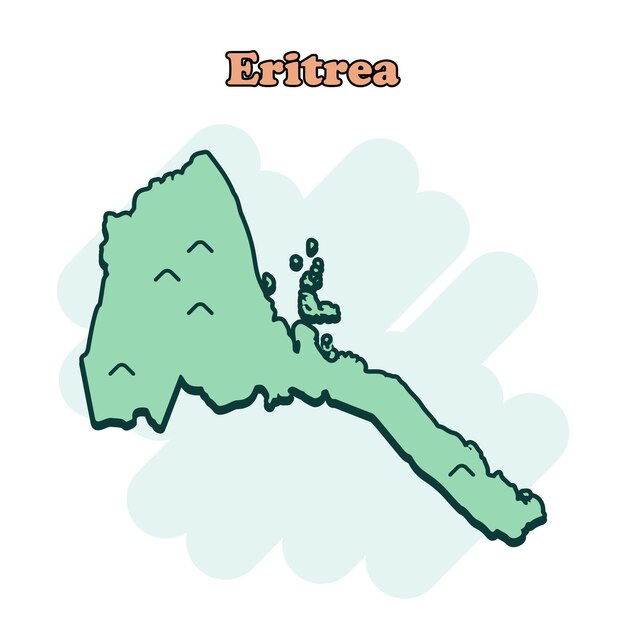 icono de mapa coloreado de dibujos animados de Eritrea en estilo cómico Pictograma de ilustración del signo del país