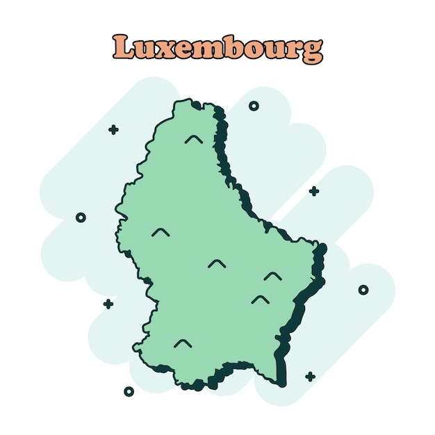 Vector icono de mapa de colores de dibujos animados de luxemburgo en estilo cómico pictograma de ilustración del letrero del país