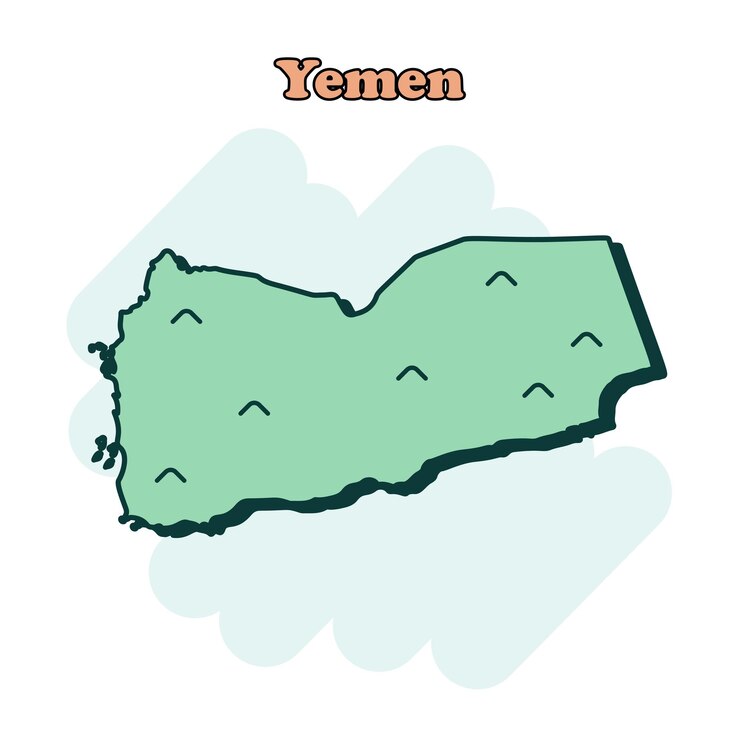 Vector icono de mapa de colores de dibujos animados de yemen en estilo cómico pictograma de ilustración del signo del país