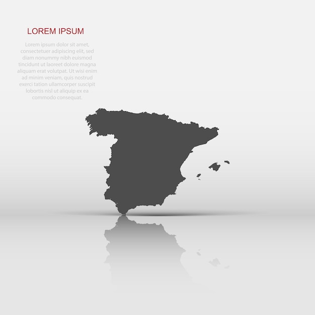 Icono de mapa de España vectorial en estilo plano Pictograma de ilustración de signo de España Concepto de negocio de mapa de cartografía