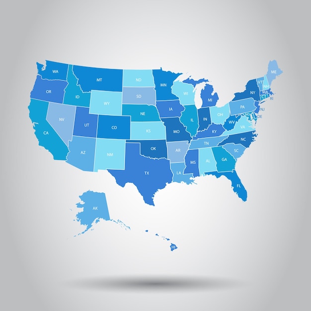 Icono del mapa de los Estados Unidos Concepto de cartografía de negocios Estados Unidos de América Pictograma Ilustración vectorial sobre fondo blanco