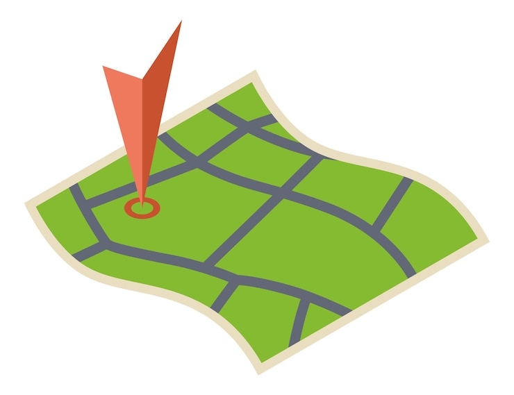 Vector ícono de mapa de navegación gps isométrico símbolo del sistema de navegación automotriz elemento de controles de automóviles ilustración vectorial signo de gps 3d en fondo blanco