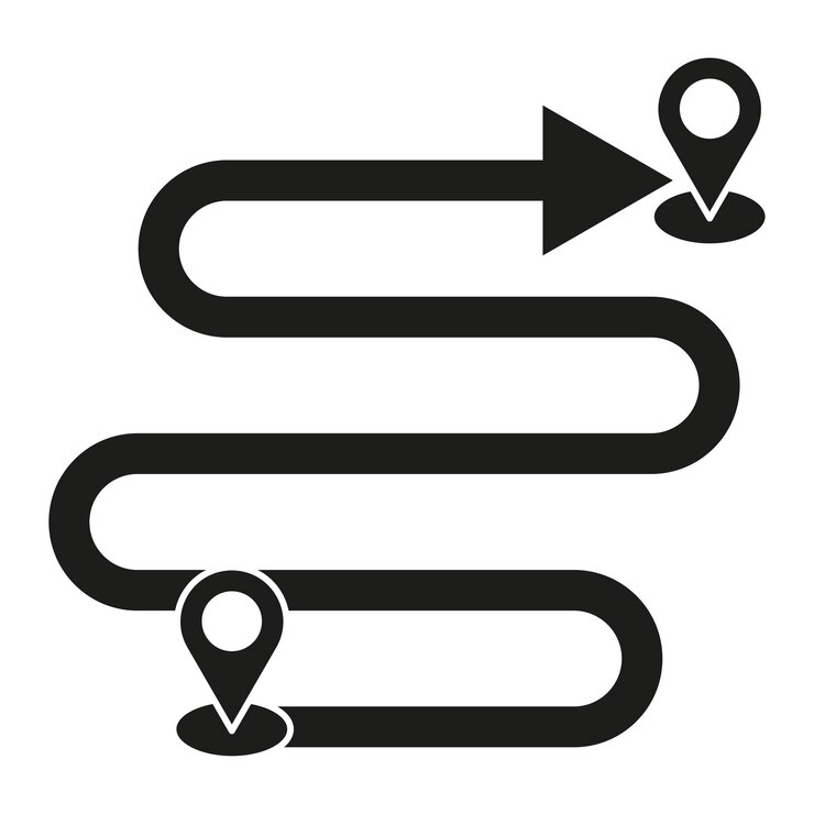 Vector icono de mapa de ruta navegación de trayectoria vectorial forma de la flecha de dirección forma del símbolo de ubicación