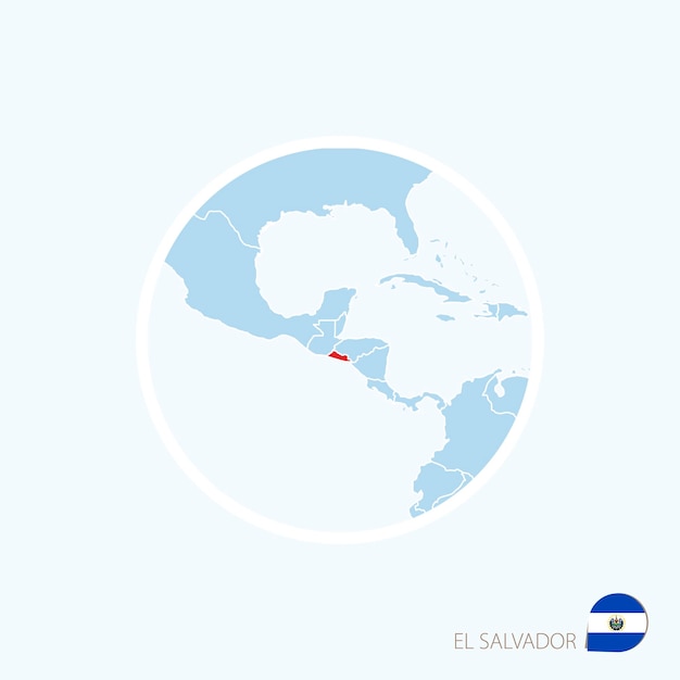 Vector icono de mapa de el salvador mapa azul de américa central con el salvador resaltado en color rojo