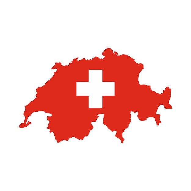 Icono de mapa de Suiza en estilo plano aislado sobre fondo blanco Símbolo de estado