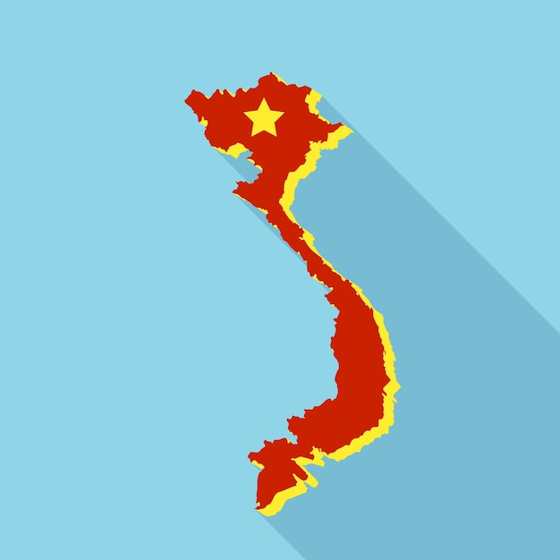 Icono de mapa del territorio de vietnam ilustración plana del icono de vector del mapa del territorio de vietnam para diseño web