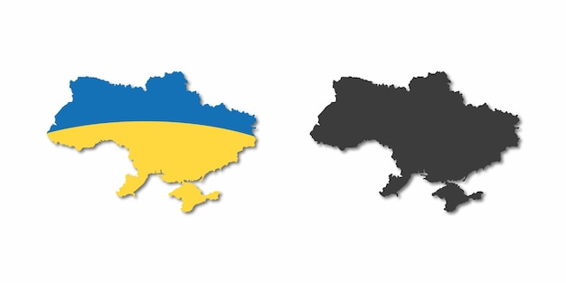 Icono de mapa de Ucrania Mapa de Ucrania con bandera dentro Ilustración vectorial
