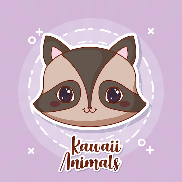 Vector icono de mapache kawaii