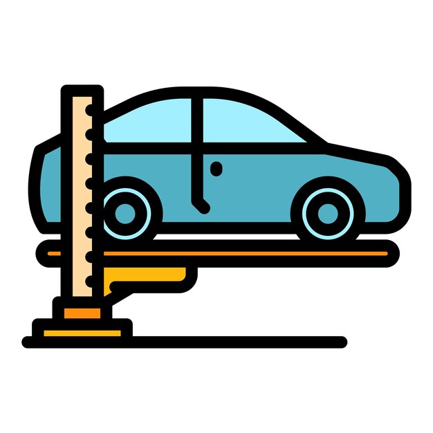 Icono de la máquina de ascensor automático Contorno del icono vectorial de la maquinaria de elevador automático Color plano aislado