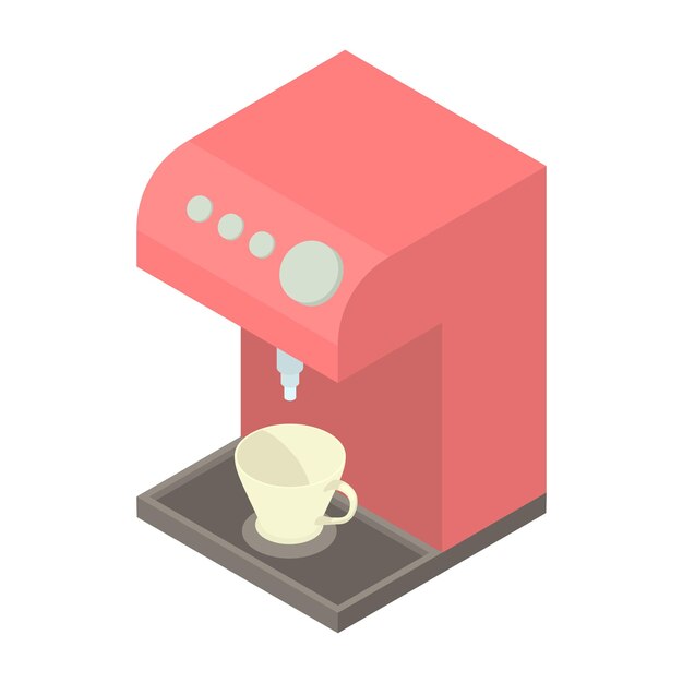 Vector icono de máquina de café en estilo de dibujos animados en una ilustración de vector de fondo blanco