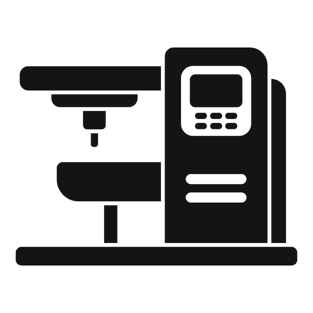 El icono de la máquina de control cnc es un vector simple Controlador de molino de perforación