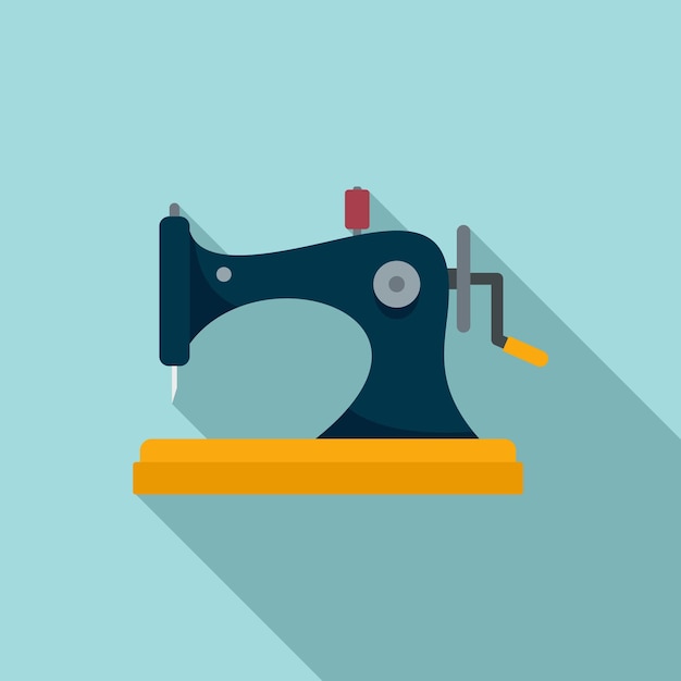 Icono de máquina de coser antigua Ilustración plana del icono de vector de máquina de coser antigua para diseño web