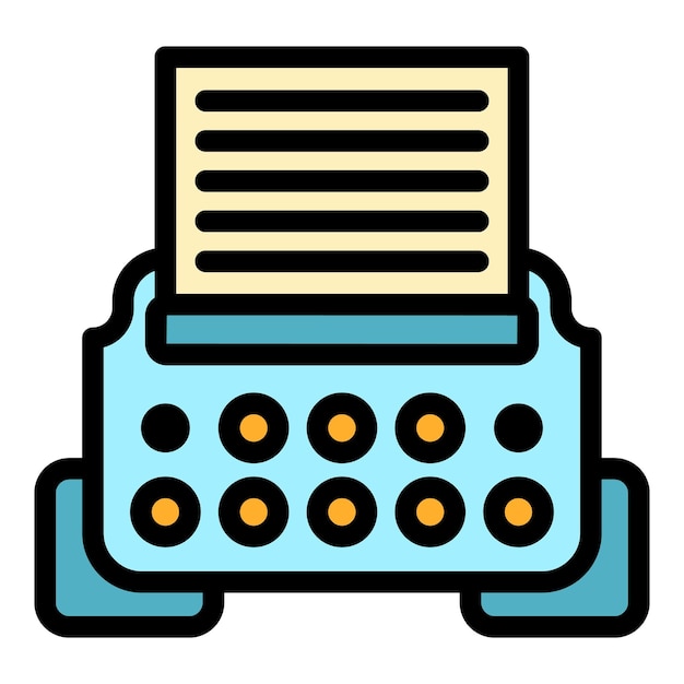 Icono de la máquina de escribir Contorno del ícono vectorial de la maquinaria de escribir Color plano aislado