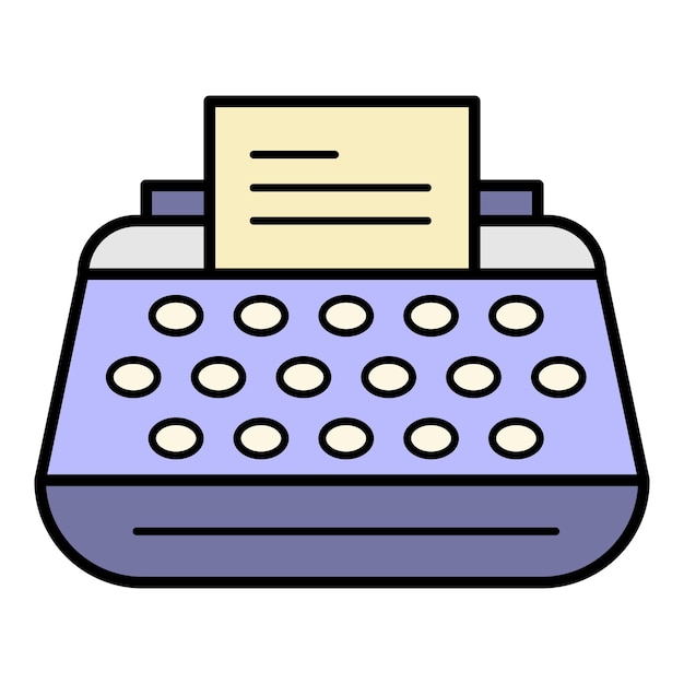 Icono de máquina de escribir de oficina Contorno de máquina de escribir de oficina vector icono color plano aislado en blanco