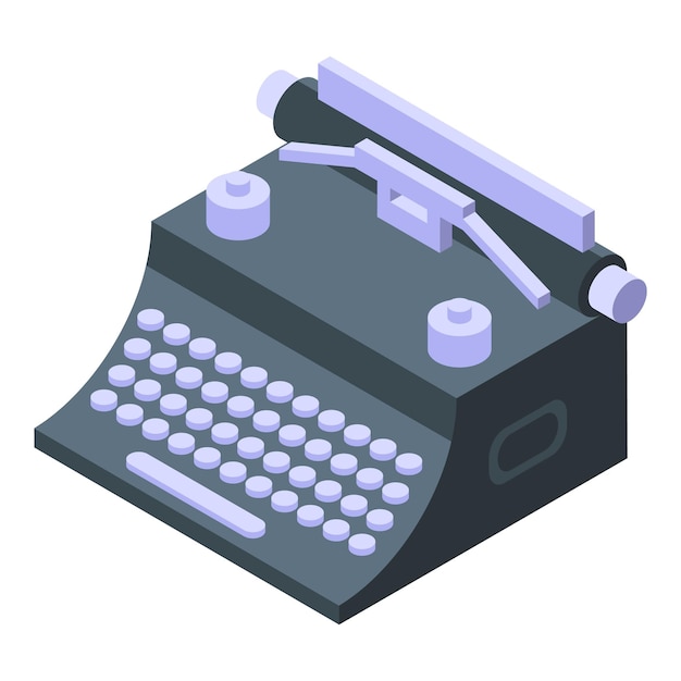 Icono de máquina de escribir vector isométrico publicación de libros artículo científico