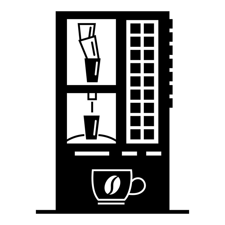 Vector icono de máquina expendedora de café ilustración simple del icono de vector de máquina expendedora de café para diseño web aislado sobre fondo blanco