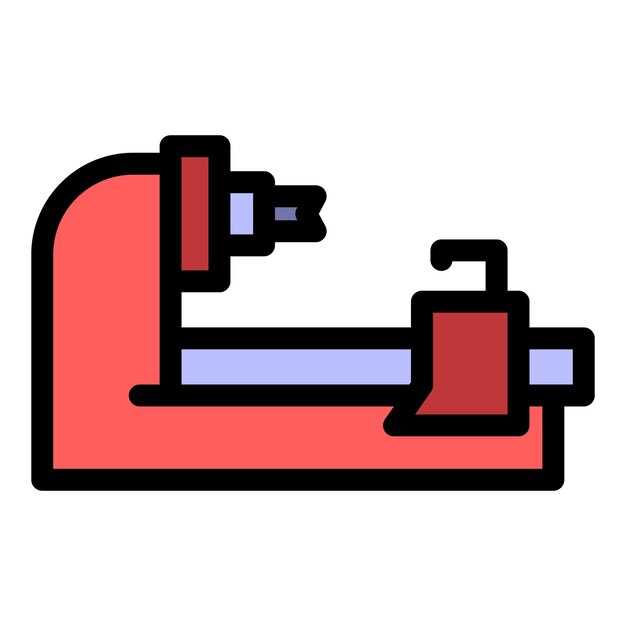 El icono de la máquina de fresado por computadora El contorno del icono vectorial de la maquinaria de fresado Por computadora El color del icono es plano y aislado
