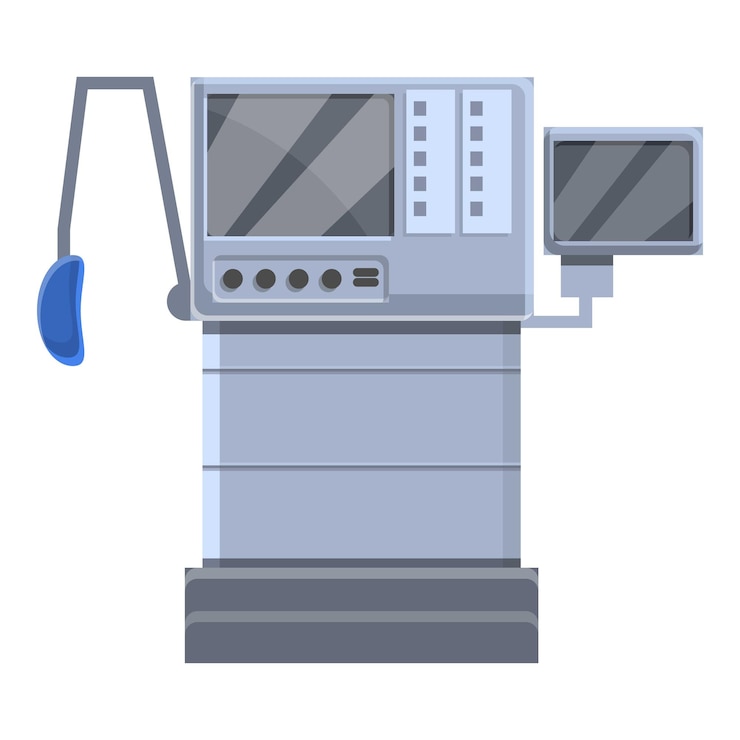 Vector icono de máquina médica de ventilador respiratorio caricatura de icono de vector de máquina médica de ventilador respiratorio para diseño web aislado sobre fondo blanco