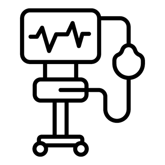 Icono de máquina médica de ventilador de virus Icono de vector de máquina médica de ventilador de virus de esquema para diseño web aislado sobre fondo blanco
