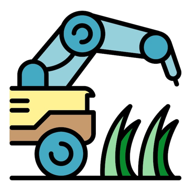 El icono de la máquina de la planta agrícola Contorno del icono vectorial de la maquinaria de la planta de la granja Color plano aislado