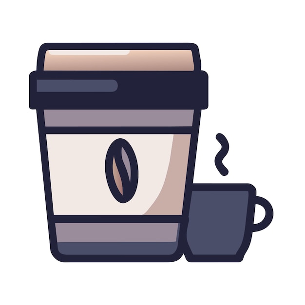 icono de marca de café con contorno de color