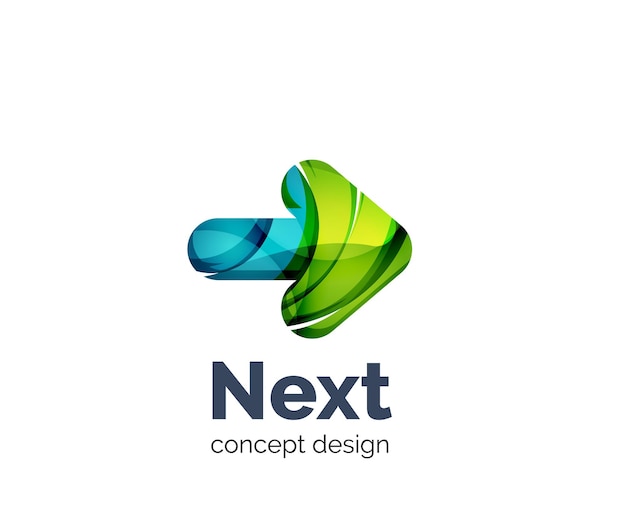 Icono de marca comercial de logotipo de flecha siguiente