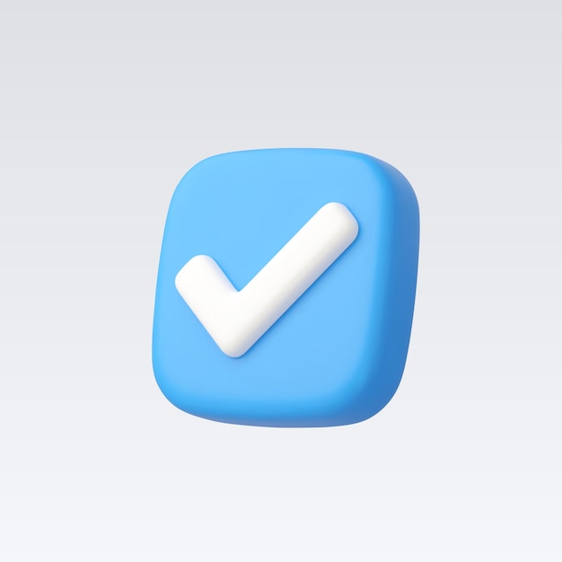 Icono de marca de comprobación en 3D