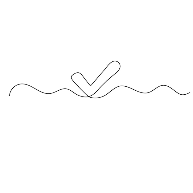 El icono de marca de comprobación es un dibujo continuo de una línea de la ilustración vectorial del contorno