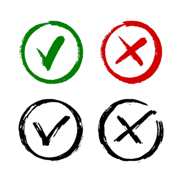 icono de marca de comprobación sí y no símbolo