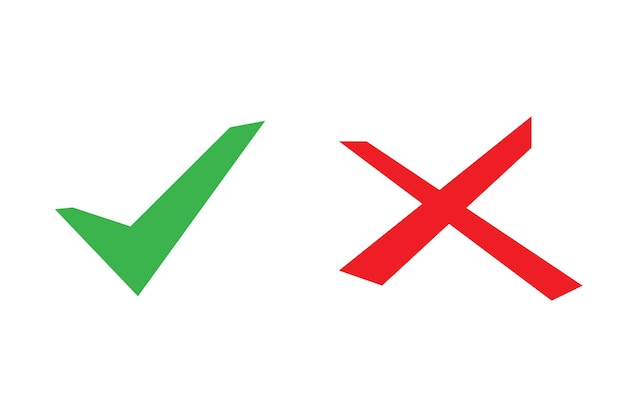 Ícono de marca Marca de marca de cruz Signo de marca de marca Color conjunto Pregunta de prueba Ilustración vectorial
