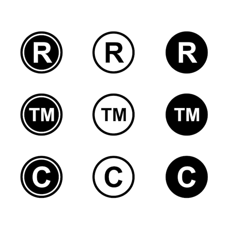 Vector ícono de marca registrada símbolo de marca de derechos de autor signo de propiedad intelectual