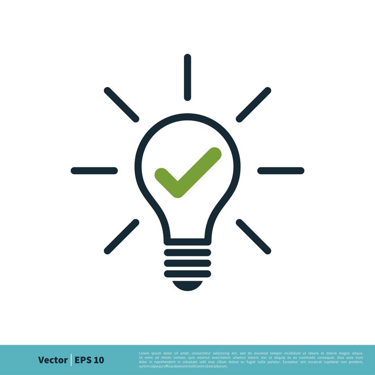 Vector icono de marca de verificación de bombilla vector logo plantilla ilustración diseño vector eps 10