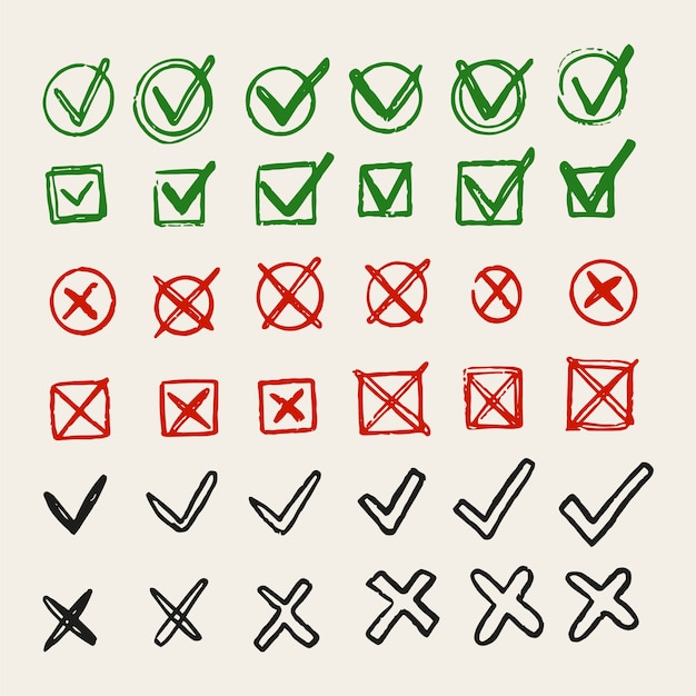 Icono de marca de verificación dibujado a mano
