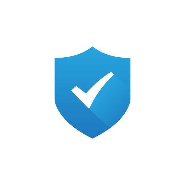 Icono de marca de verificación del escudo azul Diseño del símbolo del icono de protección segura Ilustración vectorial