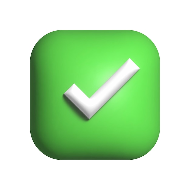 Icono de marca de verificación verde 3d