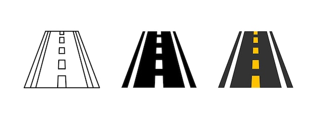 Ícono de marcación de la línea de carretera con puntos Símbolo de carretera recta Marcación de tráfico de una línea rota amarilla