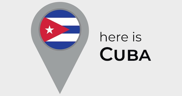 Icono de marcador de mapa de Cuba aquí es ilustración de vector de Cuba