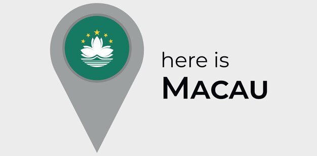 Icono de marcador de mapa de Macao aquí es ilustración de vector de Macao