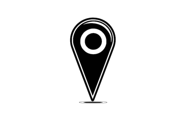 Ícono de marcador de mapa negro aislado en fondo blanco Ilustración vectorial